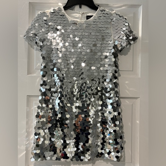 NWT BARDOT JUNIOR Sumaya Mini Sequin Dress (Girl 10) Silver - Picture 4 of 16